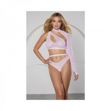 Allure Modern Muse Halter & Panty with Collar Sleeve Pink L