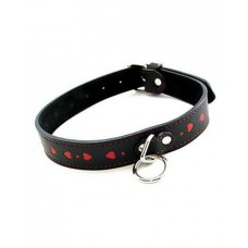 Plesur Pvc Collar W/hearts - Black/red Plesur Pvc Collar W/hearts - Black/red