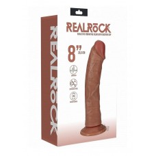 Realrock 8 In. Vibrating Cock Regular Curved Tan