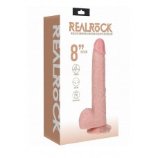 Realrock 8 In. Vibrating And Rotating Cock With Balls Regular Straight Beige