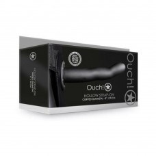 Ouc! Curved Hollow Strap-on 8 In. Gunmetal Gray