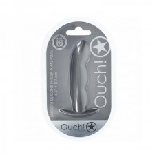 Ouch! Smooth Silicone Finger Anal Plug 4.6 In. Gun Metal