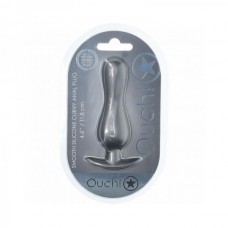 Ouch! Smooth Silicone Curvy Anal Plug 4.6 In. Gun Metal