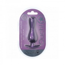 Ouch! Smooth Silicone Curvy Anal Plug 4.6 In. Metallic Purple