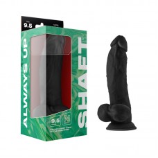 Shaft Model N 9.5 in. Liquid Silicone Dong with Balls Black